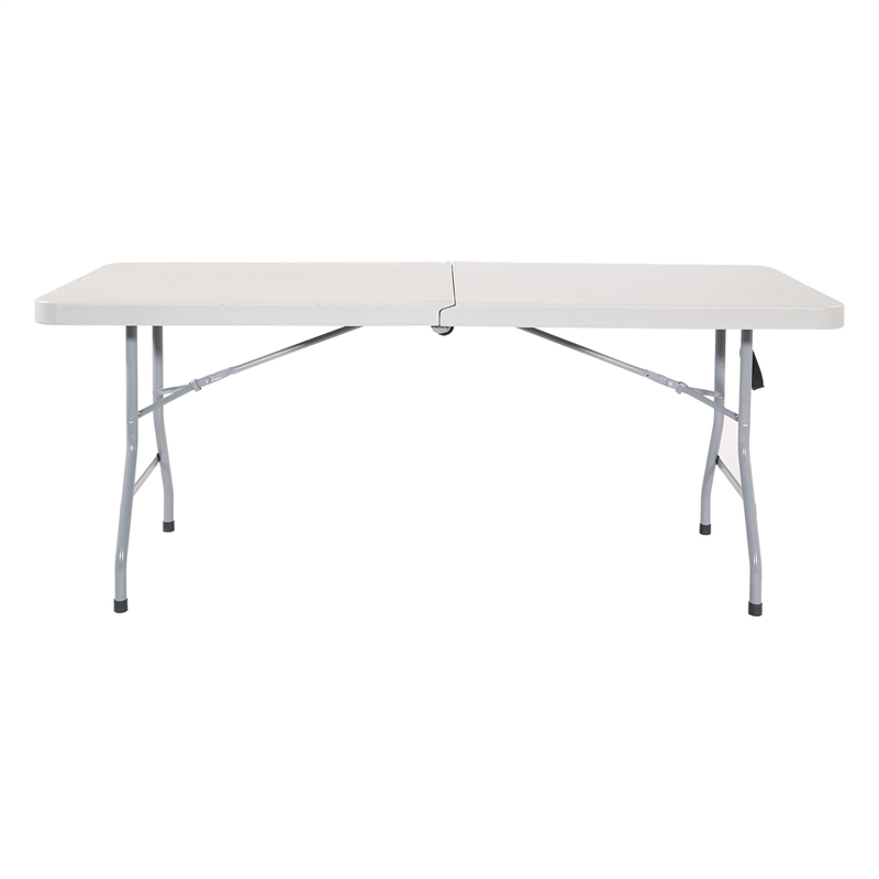 6 foot Resin Multi Purpose Center Light Gray Fold Table with Wheels