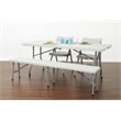 6 foot Resin Multi Purpose Center Light Gray Fold Table with Wheels