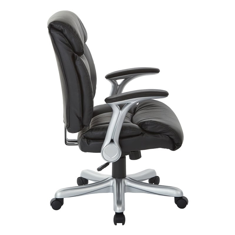 Boded Leather Office Chair in Silver and Black