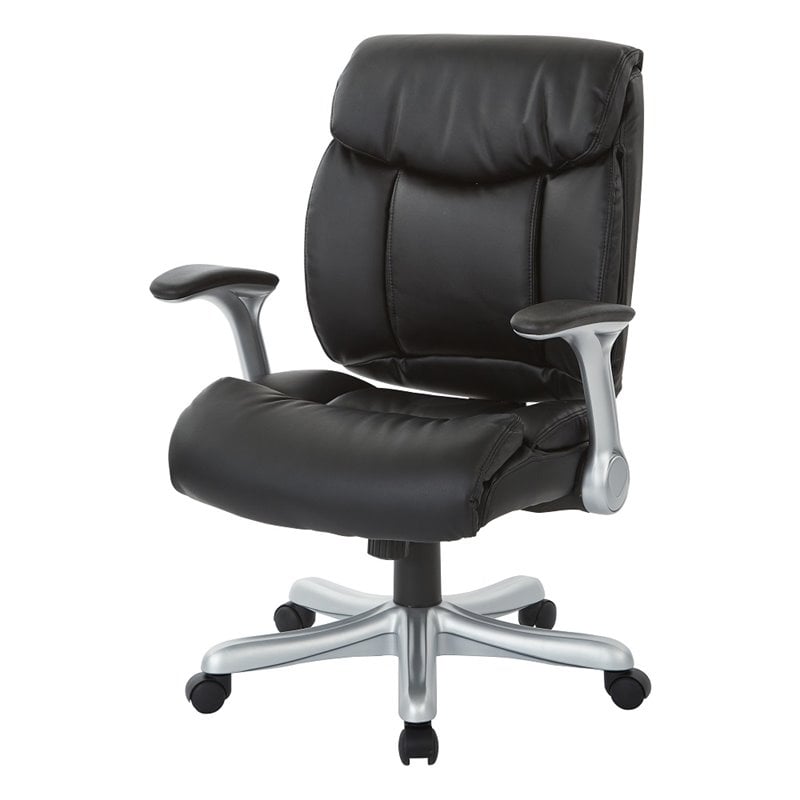 Boded Leather Office Chair in Silver and Black