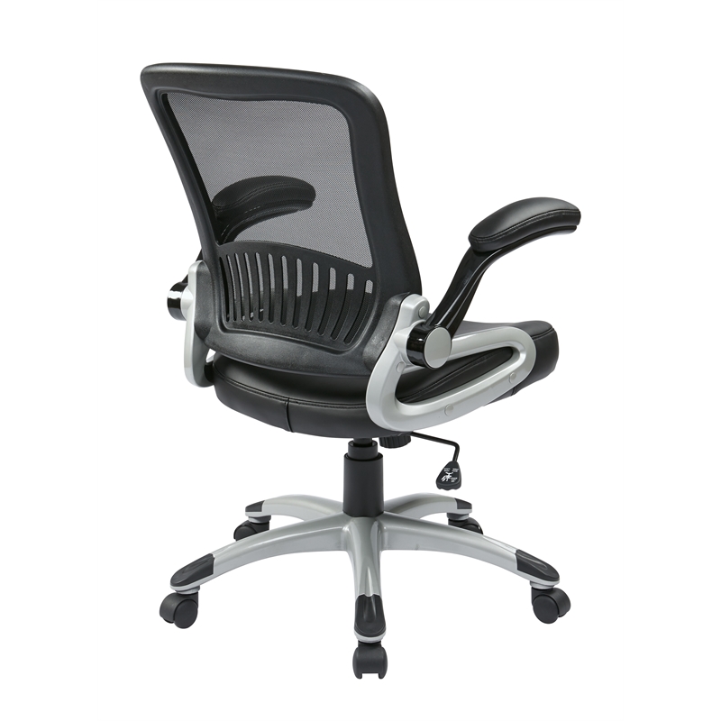 Screen Back and Bonded Leather Seat Managers Chair in Black