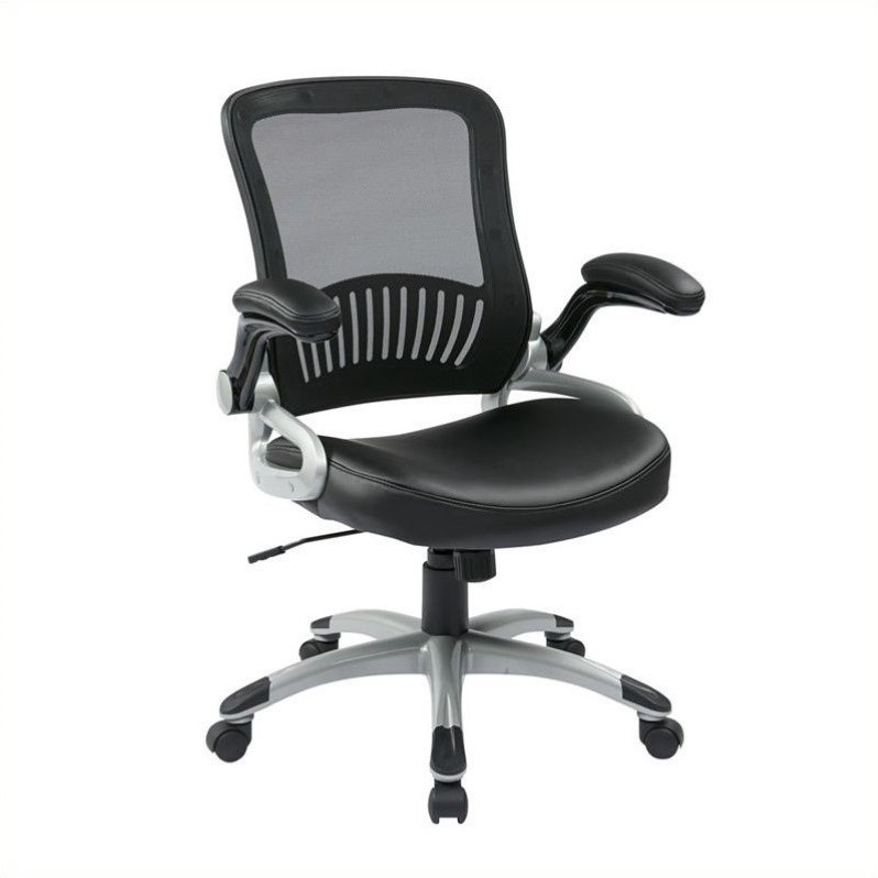 Screen Back and Bonded Leather Seat Managers Chair in Black