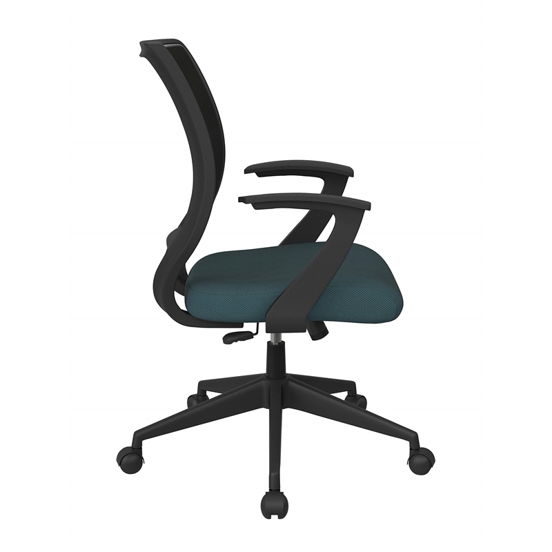Screen Back Task Office Chair with T Arms in Gray Fabric Seat