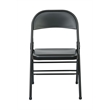 OSP Home Furnishings Folding Chair with Metal Seat and Back in Black