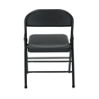 OSP Home Furnishings Folding Chair with Metal Seat and Back in Black