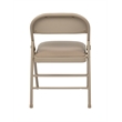 Set of 4 Folding Chair with Vinyl Seat in Tan Beige