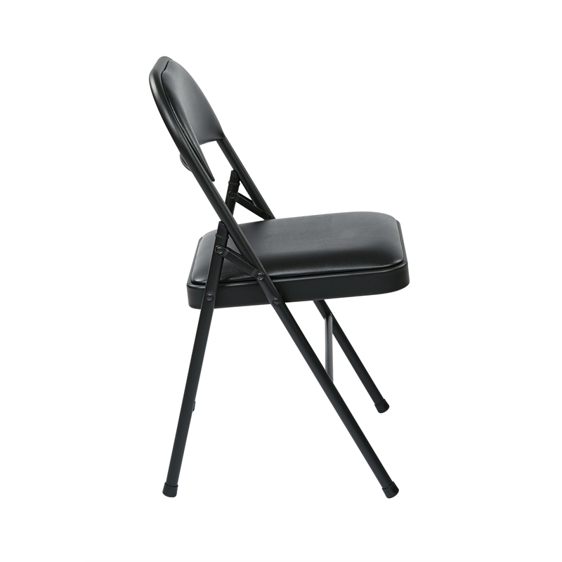 Set of 4 Folding Chair with Vinyl Seat in Black