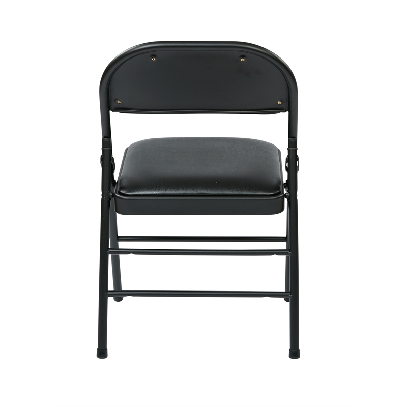Set of 4 Folding Chair with Vinyl Seat in Black