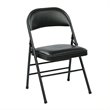 Set of 4 Folding Chair with Vinyl Seat in Black