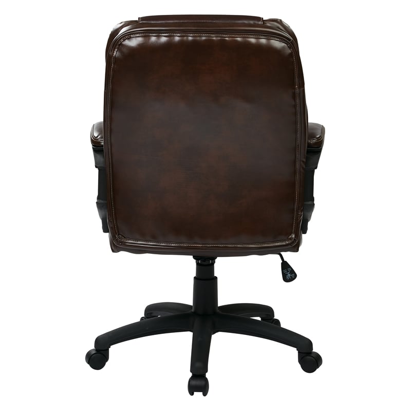 Faux Leather Chocolate Brown Managers Chair with Padded Arms