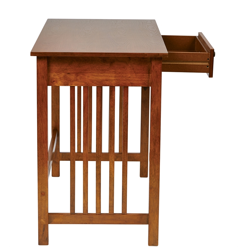 Sierra Writing Desk in Ash Brown Finish with Pull Out Drawer and Solid Wood Legs