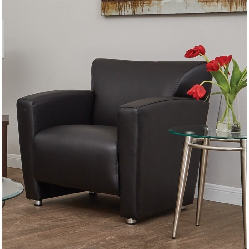 Furniture Palace Faux Leather Club Chair In Black And Silver