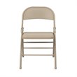 Tan Beige Folding Chair with Metal Seat and Back