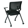 Mesh Back Folding Chair in Black Fabric (Set of 2)