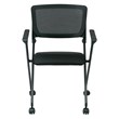 Mesh Back Folding Chair in Black Fabric (Set of 2)