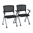 Black Mesh Back Folding Chair in Titanium (Set of 2)