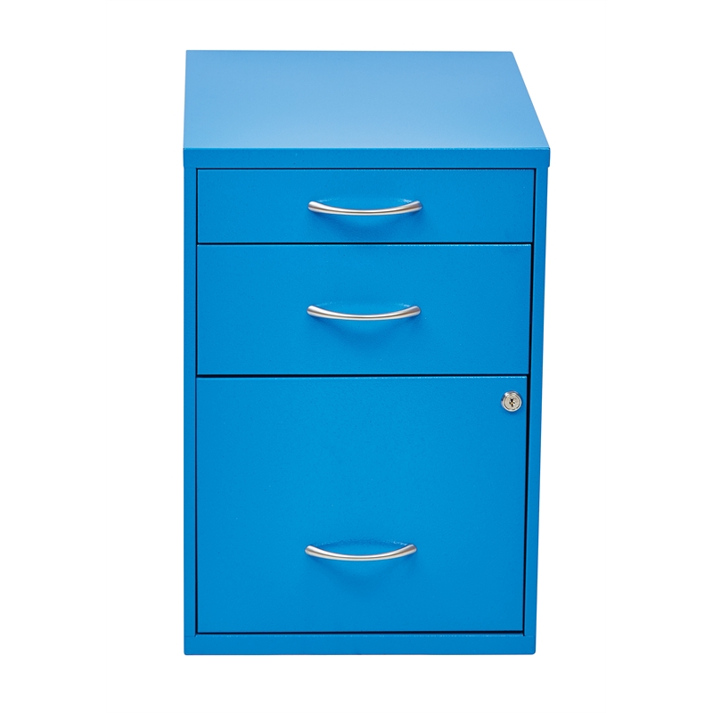 22 in Pencil Box Storage Metal File Cabinet in Blue Finish