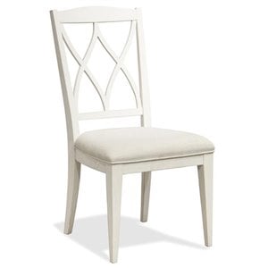 Riverside Furniture Myra XX-Back Upholstered Wood Dining Side Chair in White
