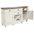 Riverside Furniture Myra Wood Wine Rack Buffet in Natural and Paper White
