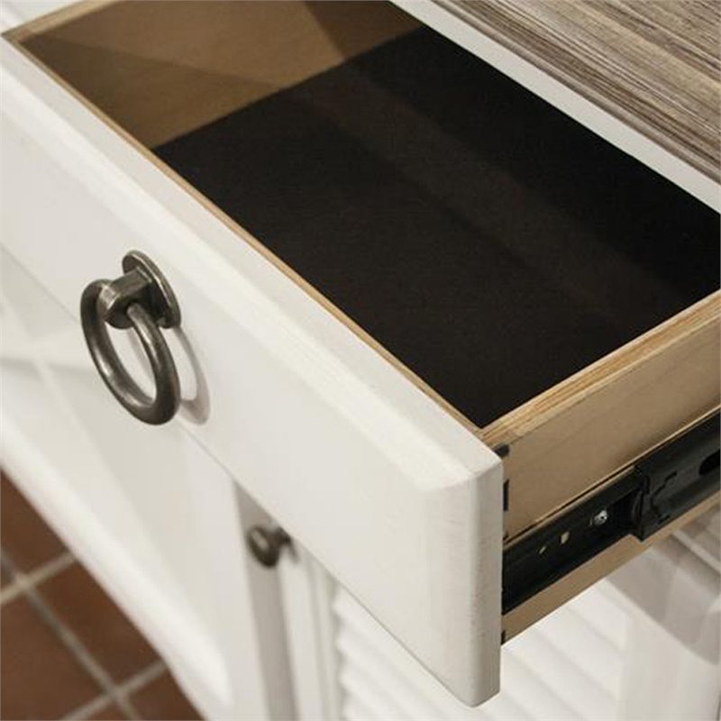 Riverside Furniture Myra Wood Wine Rack Buffet in Natural and Paper White