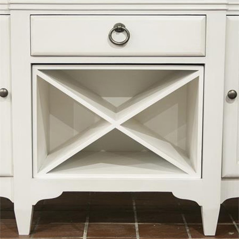 Riverside Furniture Myra Wood Wine Rack Buffet in Natural and Paper White