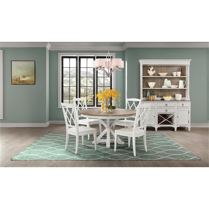 Riverside Furniture Myra Wood Wine Rack Buffet in Natural and Paper White