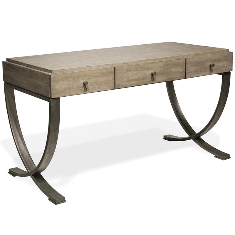 Riverside Furniture Sophie Wood and Metal Writing Desk in Natural