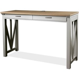 Riverside Furniture Osborne 36&quot Wood Nesting Computer Desk in Timeless Oak /Gray