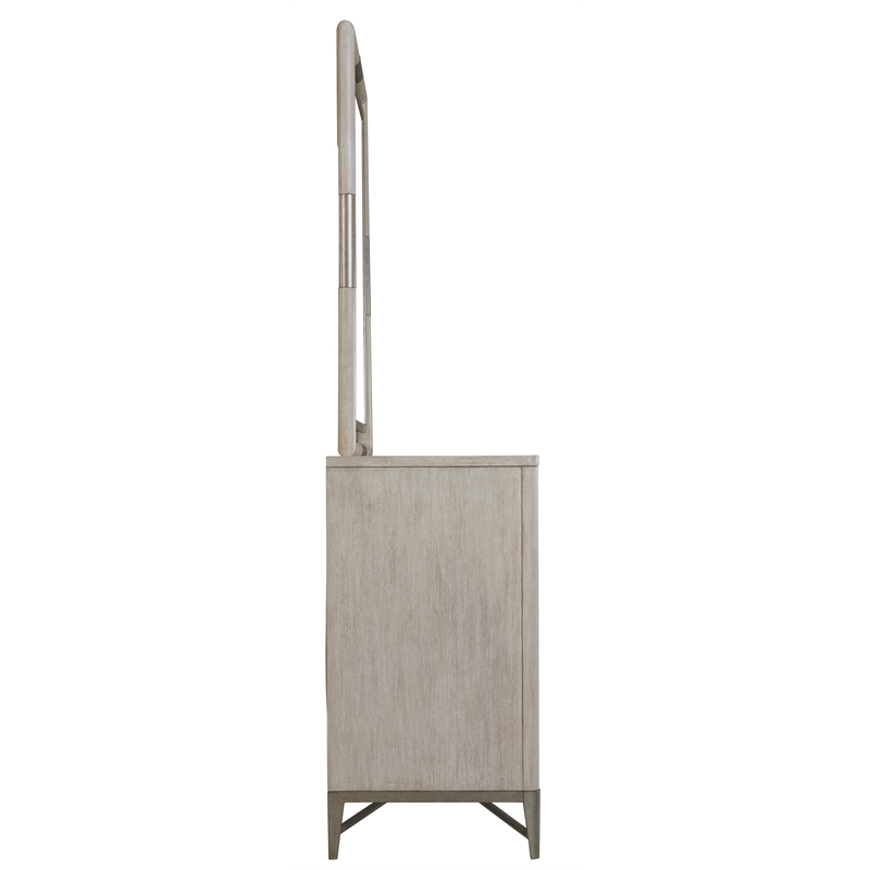 Riverside Furniture Maisie Refined Glam Wood Framed Mirror in Champagne Beige