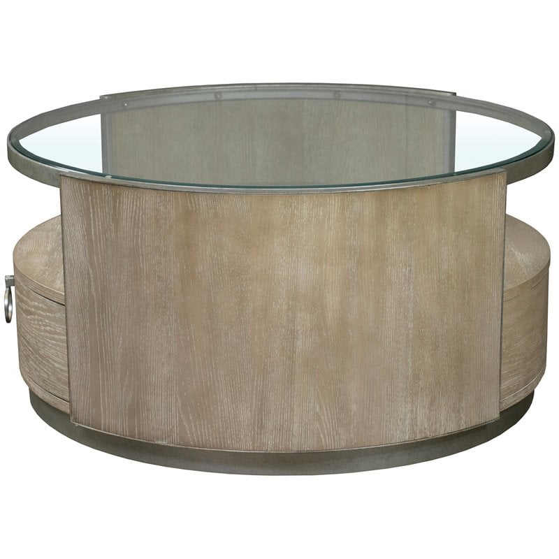 Riverside Furniture Sophie Refined Glam Wood Round Coffee Table in Natural