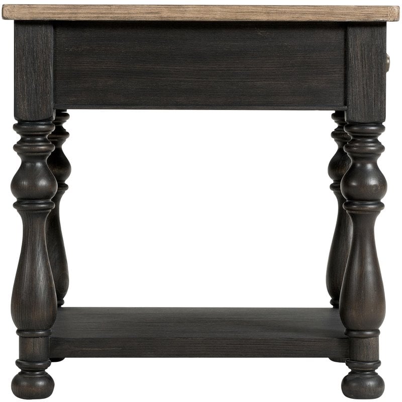 Riverside Furn.  Barrington Wood Chairside Table in Antique Oak and Matte Black