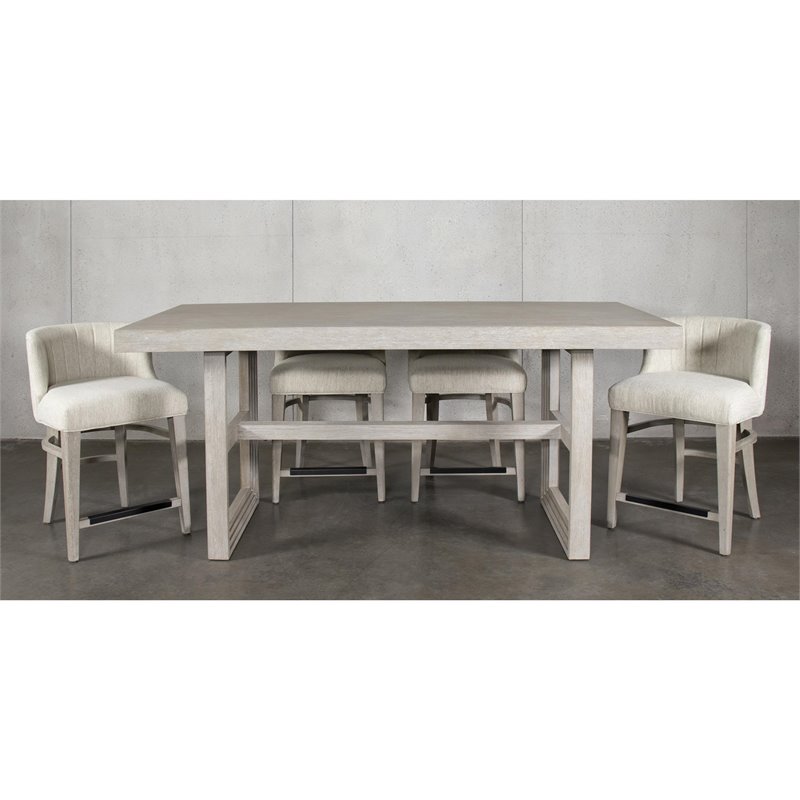 Riverside Furniture Cascade Uph Wood Curved Back Counter Stool in Dovetail Gray