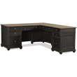 Riverside Furniture Regency L-Shaped Wood Computer Desk in Antique Oak and Black