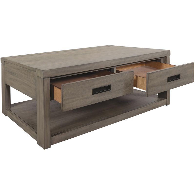 Riverside Furniture Riata Modern Contemporary Wood Coffee Table in Gray Wash