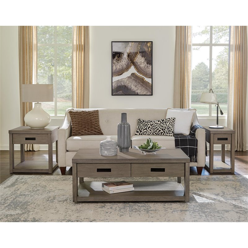 Riverside Furniture Riata Modern Contemporary Wood Coffee Table in Gray Wash