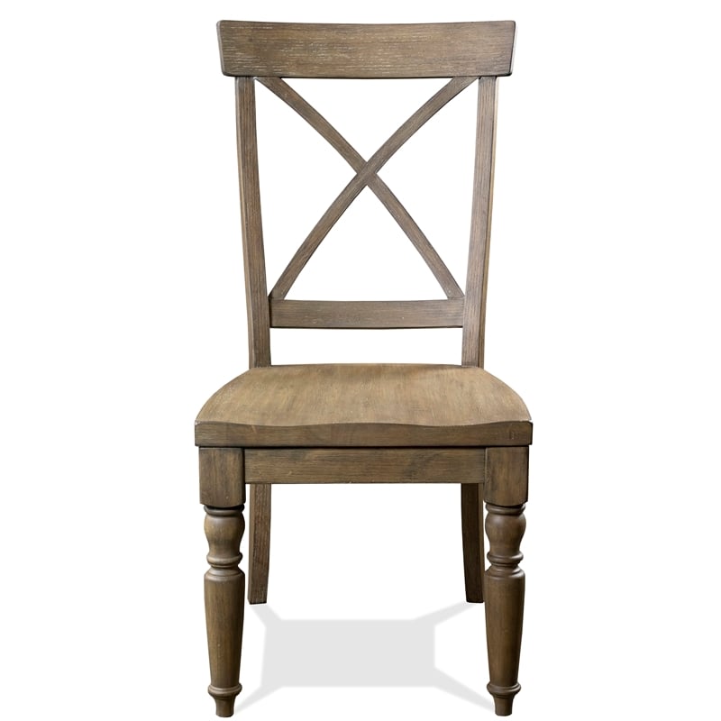Riverside Furniture Sonora Wood Side Chair with X-Back in Snowy Desert Brown