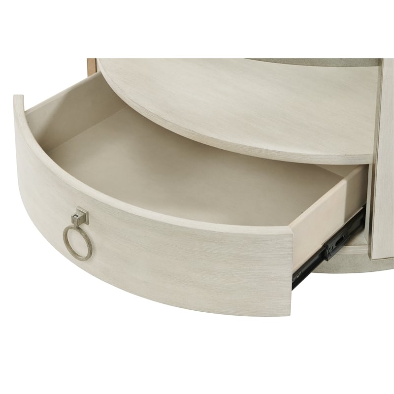 Riverside Furniture Maisie Round Wood and Glass Coffee Table in Champaign Beige