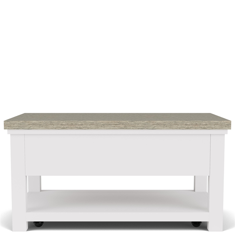 Riverside Furniture Cora Small Wood Coffee Table in Cloud White and Fog Gray