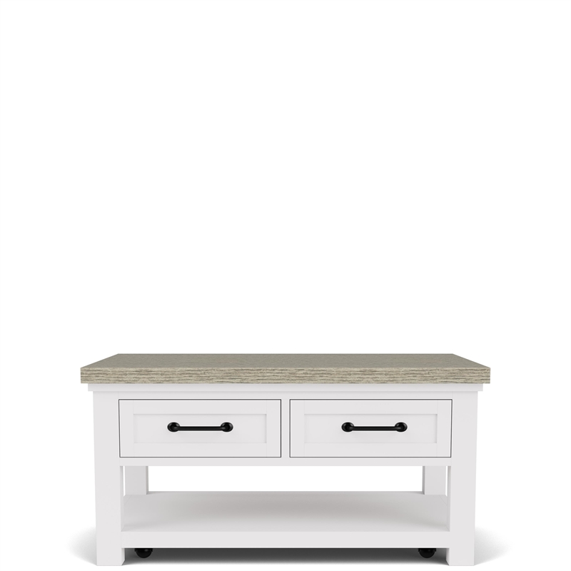 Riverside Furniture Cora Small Wood Coffee Table in Cloud White and Fog Gray