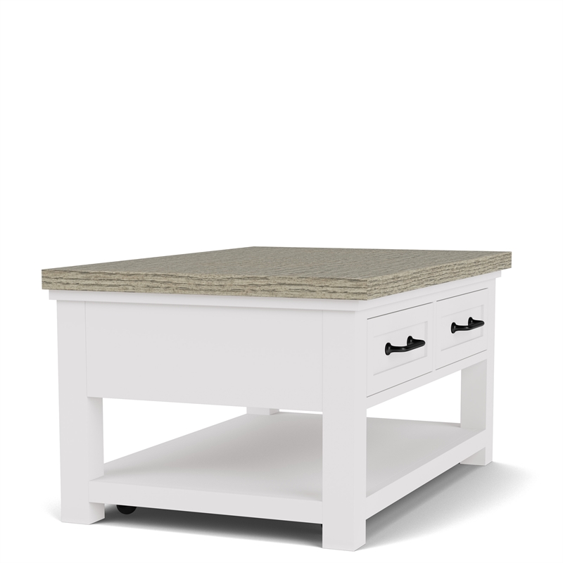 Riverside Furniture Cora Small Wood Coffee Table in Cloud White and Fog Gray