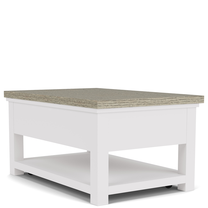 Riverside Furniture Cora Small Wood Coffee Table in Cloud White and Fog Gray