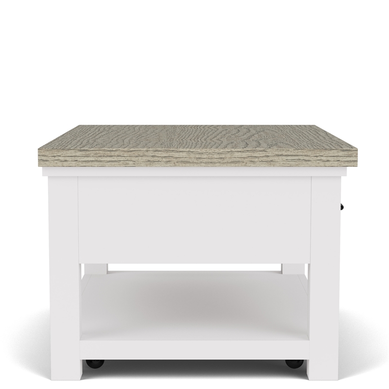 Riverside Furniture Cora Small Wood Coffee Table in Cloud White and Fog Gray