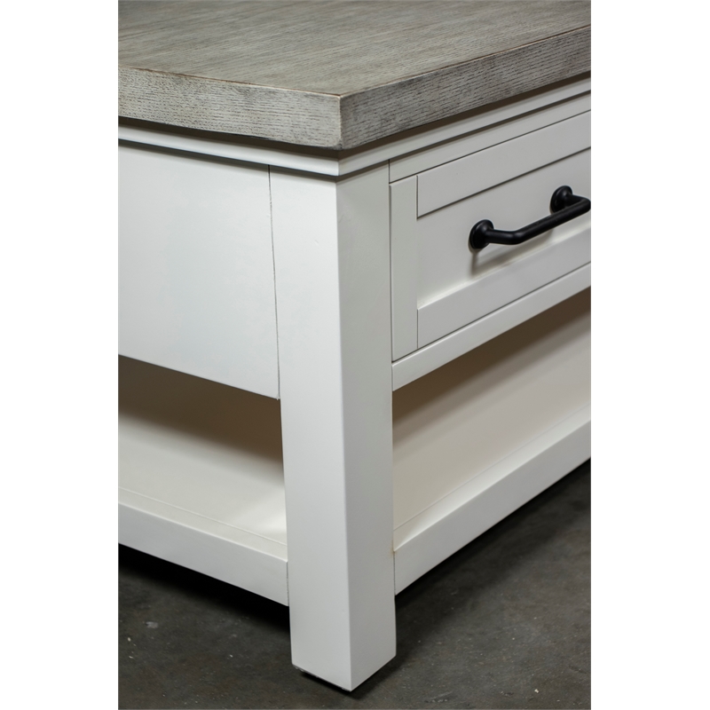 Riverside Furniture Cora Small Wood Coffee Table in Cloud White and Fog Gray