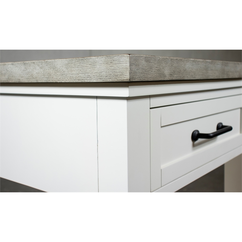 Riverside Furniture Cora Wood Side Table in Cloud White and Fog Gray