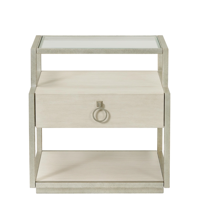 Riverside Furniture Maisie Rectangular Wood Side Table in Champagne Beige