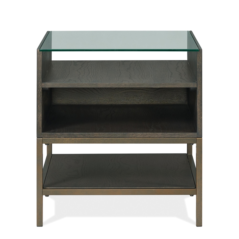 Riverside Furniture Hyde Rectangular Wood Side Table in Caviar Brown