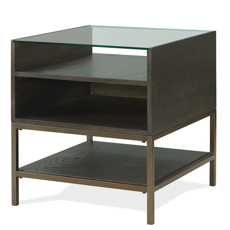 Riverside Furniture Hyde Rectangular Wood Side Table in Caviar Brown