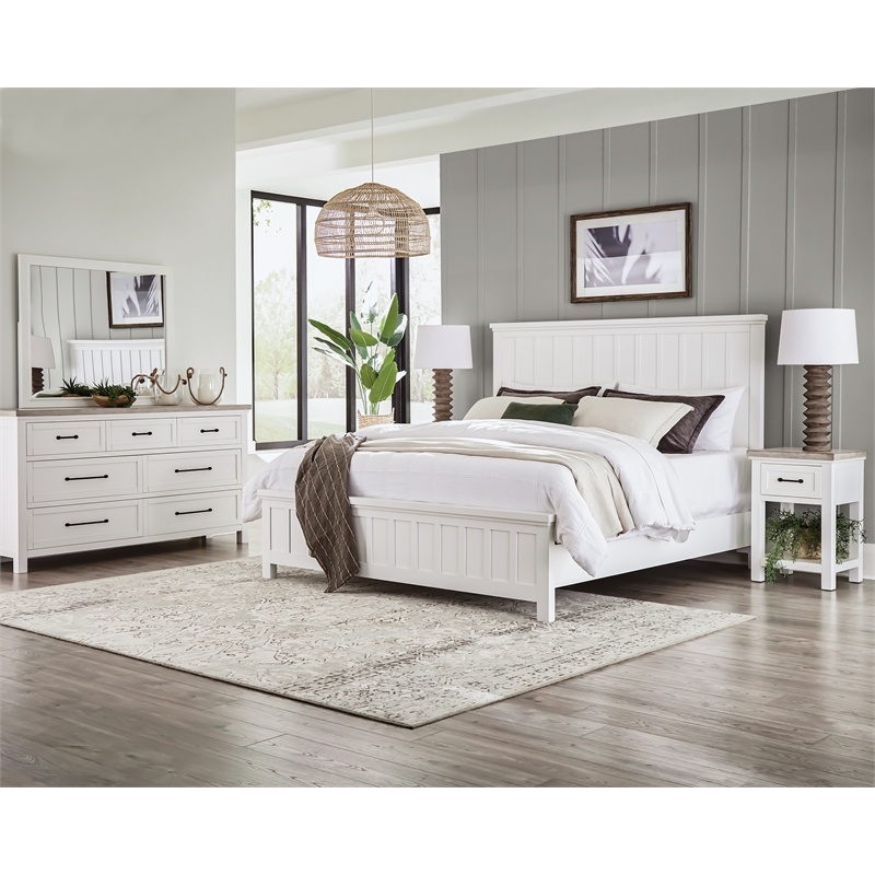 Riverside Furniture Cora Wood Framed Landscape Mirror in Cloud White