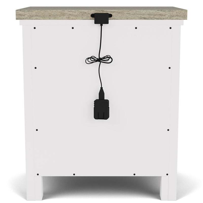 RIverside Furniture Cora Wood Two Drawer Nightstand in Cloud White & Fog Gray