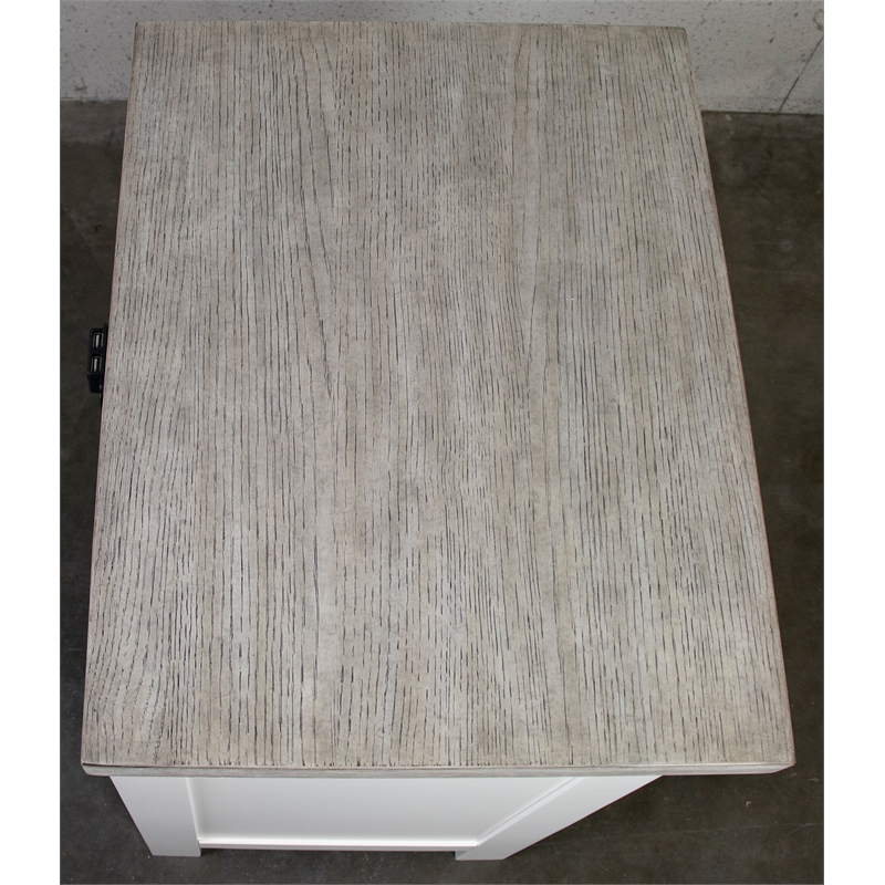 RIverside Furniture Cora Wood Two Drawer Nightstand in Cloud White & Fog Gray
